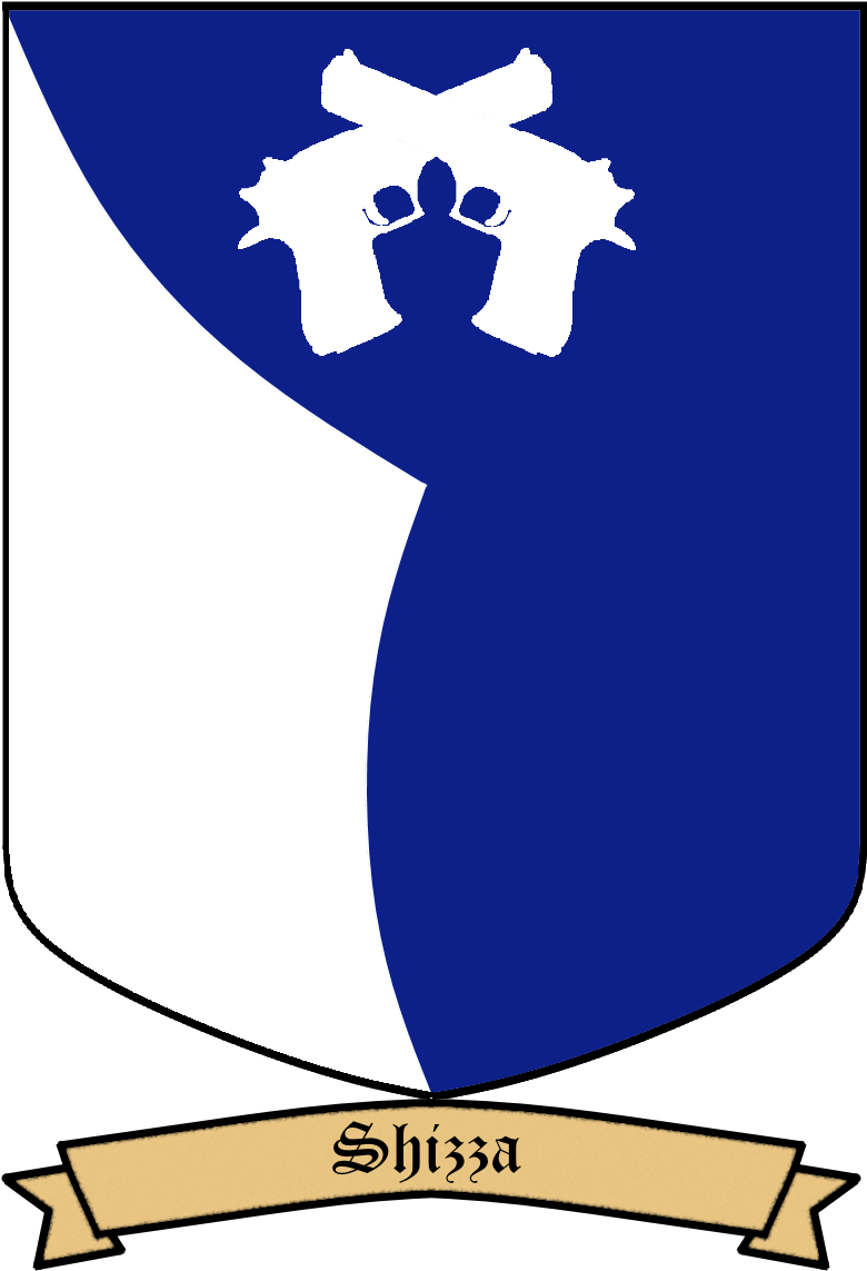 Azure, A Gore Argent, In Chief Crossed Pistols Argent - Crest (899x1142)