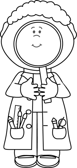 Scientist With Big Magnifying Glass - Boy Scientist Coloring Page (251x550)