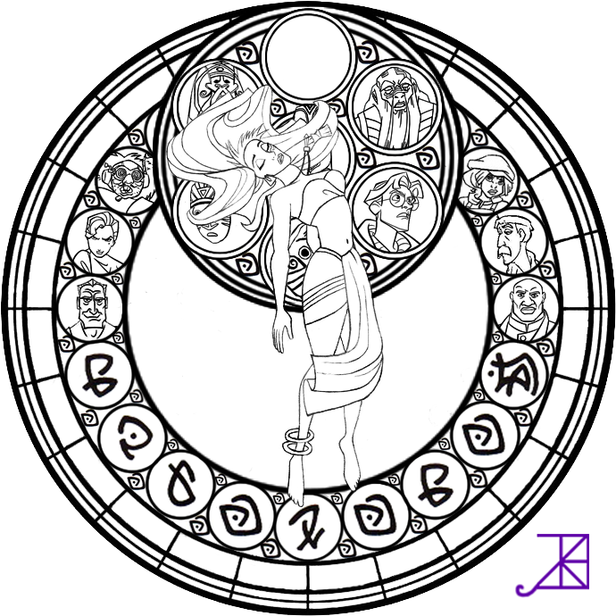 Kida Stained Glass Line Art By Akili Amethyst - Kingdom Hearts Stained Glass (1024x1024)