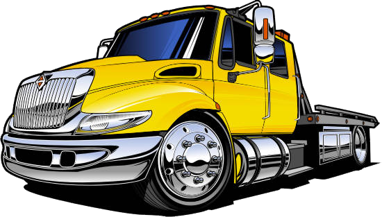 24 Hour Towing & Recovery - Flatbed Tow Truck Vector (550x313)