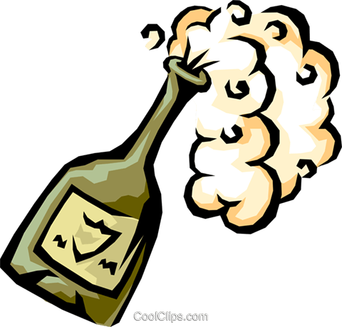 Champagne Bottle Popping Royalty Free Vector Clip Art - Clipart Sektflasche (480x459)