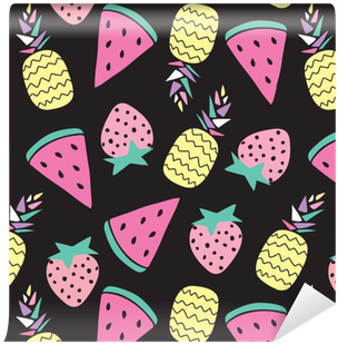Seamless Pineapple, Strawberry, Melon Pattern Vector - Illustration (400x400)