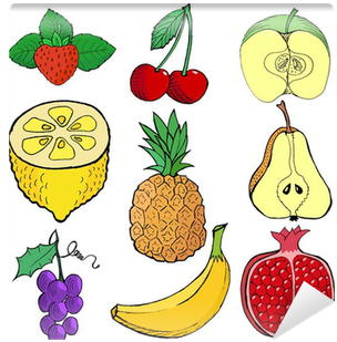 Set Of Sketch, Vector, Cartoon Illustration Of Fruits - Illustration (400x400)