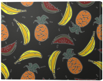 Beautiful Hand Drawn Pattern With Bananas, Watermelon, - Wallpaper (400x400)