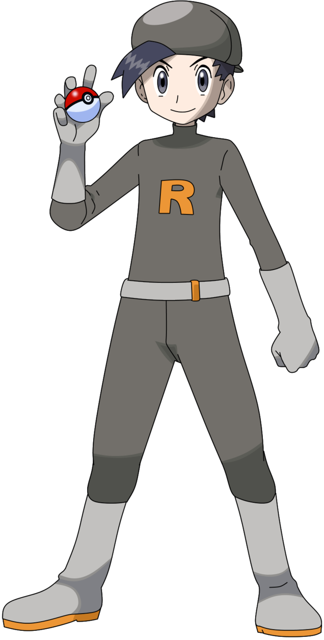 Ethan Team Rocket Outfit - Pokemon Soul Silver Characters (636x1256)