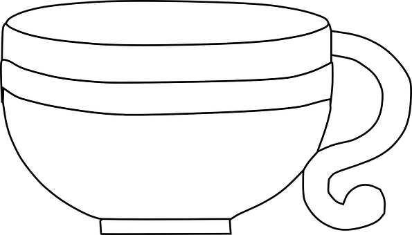 Cup Mug Drink Sip Coffee Tea Beverage Sipp - Cup A Clipart Black And White (595x340)