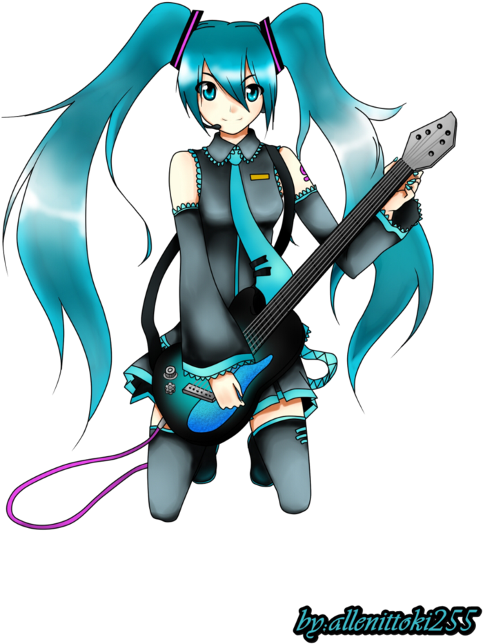 Miku Hatsune Rock 'n Roll Render By - Cartoon (774x1032)