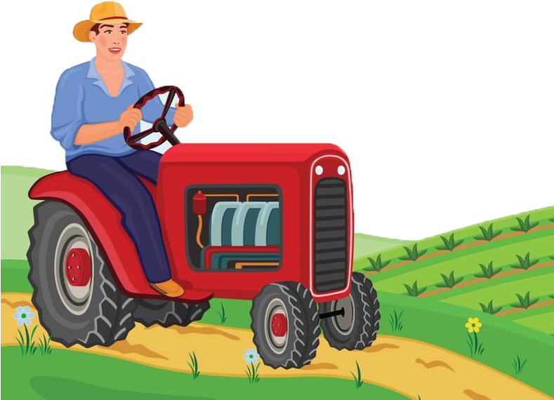 Isometric Rural Farm Agricultural Field With Animals - Campesino Y Tractor Animado (788x623)