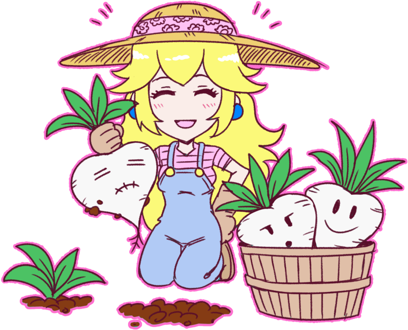 Chibi Clipart Farmer - Akai Riot Princess Peach (870x747)