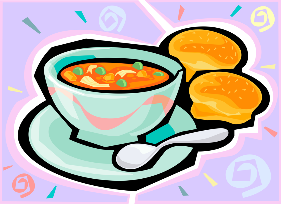 Vector Illustration Of Lunch Bowl Of Vegetable Soup - Soup Clip Art (1833x1338)