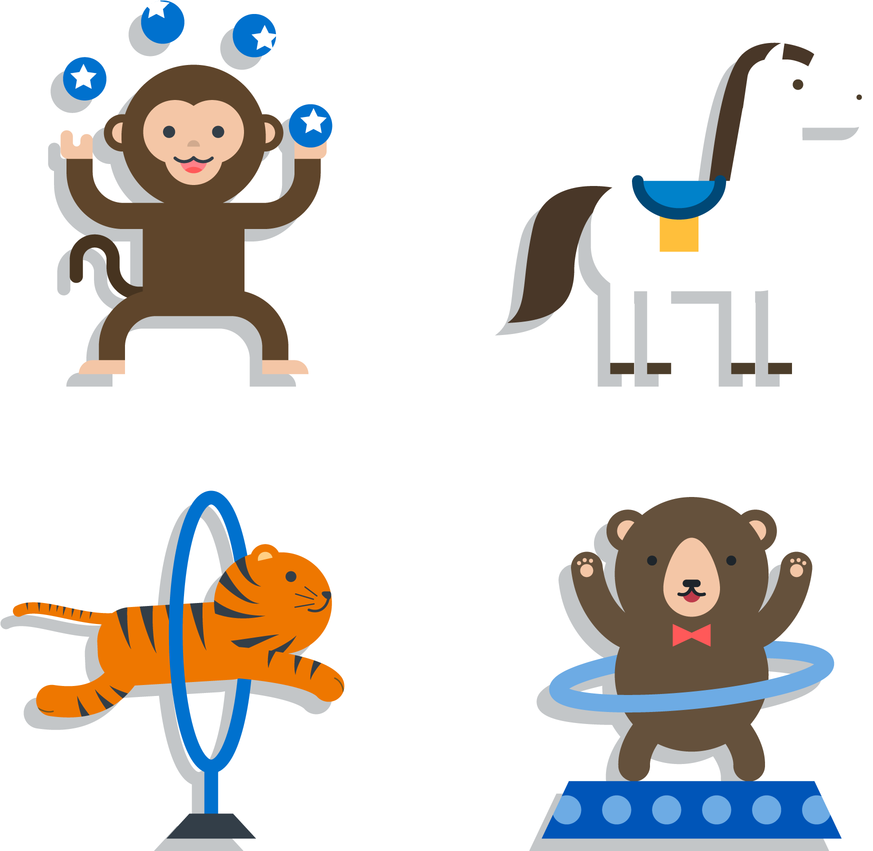Cute Circus Animals Vector Material - Circus (1800x1800)