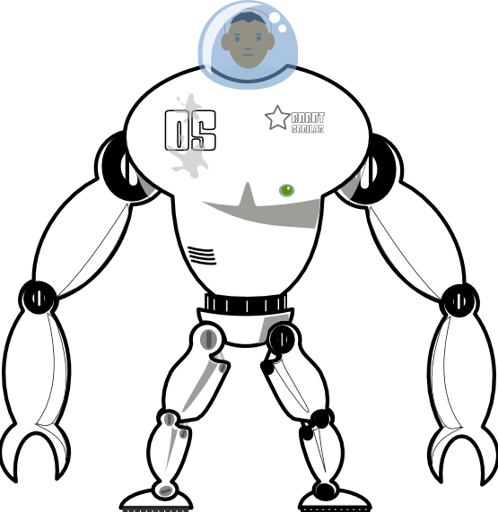 Tripulated Robot Black White Clipartist - Clip Art (555x571)
