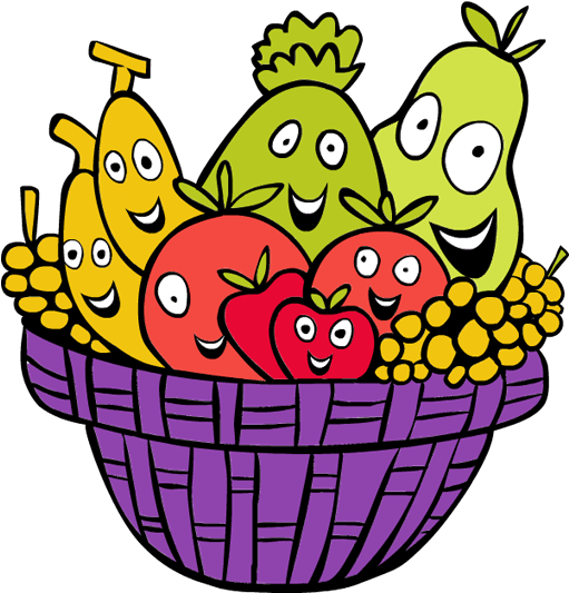 Clip Art Thanksgiving Fruits - Cartoon Fruit Basket Transparent (600x630)