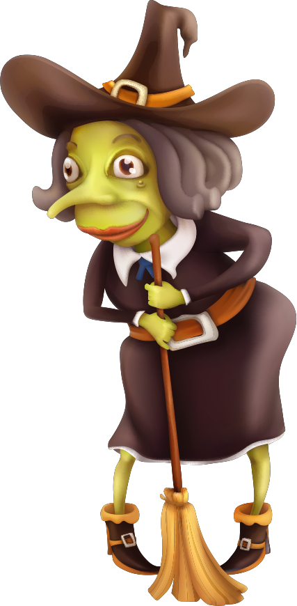 Hag Cartoon Broom Illustration - Spookies 13: Ndas 365 Blank Journal, Trade Paperback (427x870)