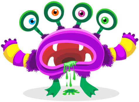 Four Eyed Monster Illustration Transparent Png - Monster (512x512)