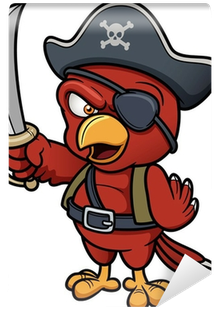Vector Illustration Of Cartoon Pirate Parrot Wall Mural - Decal Pirate Parrot Car Window Jet Ski (8 X 6,00 In. (400x400)
