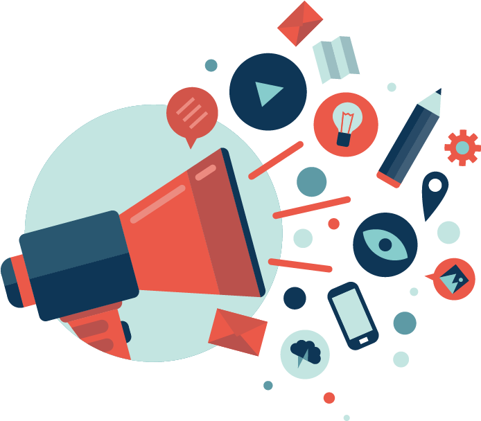 Flat Design Stylish Vector Illustration Megaphone [converted]-01 - Social Media Marketing Animations (817x819)