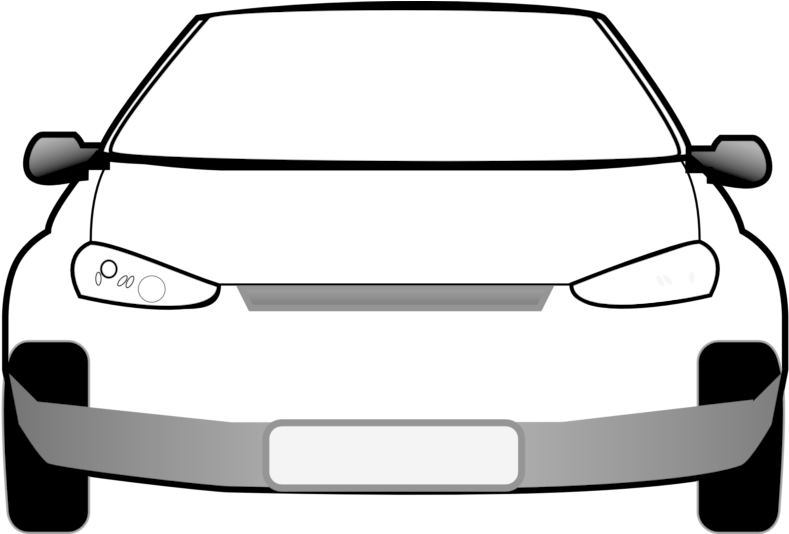 Car Clipart Black And White - Car Front Vector Png (800x533)
