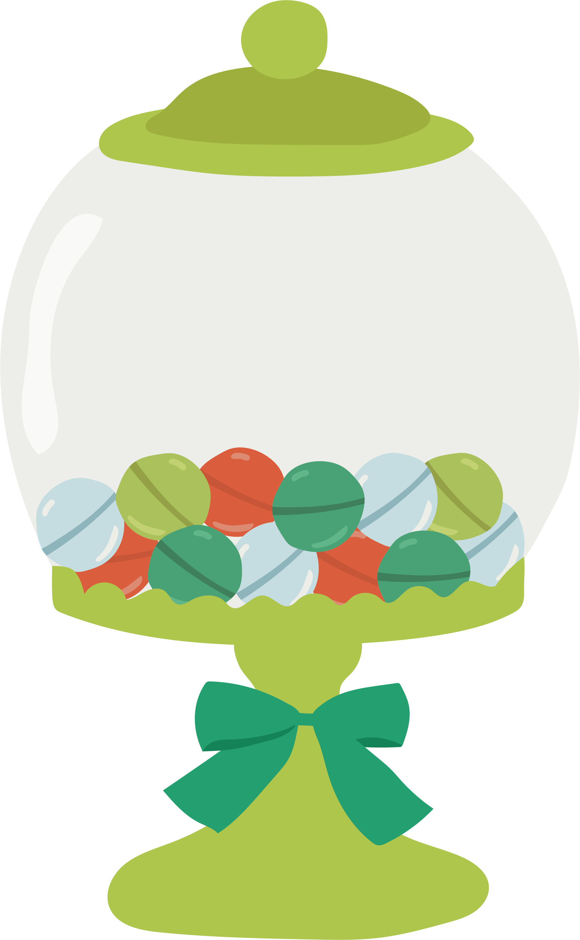 Cotton Candy Lollipop Clip Art Green Glass Candy Jar - Glass (1881x3046)