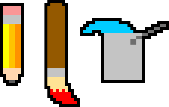 Pencil, Brush & Paint Bucket Tools - Pixel Art Paint Brush (570x360)