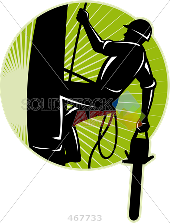 Stock Illustration Of Retro Cartoon Rendering Of Arborist - Tree Trimming Business Cards (340x444)