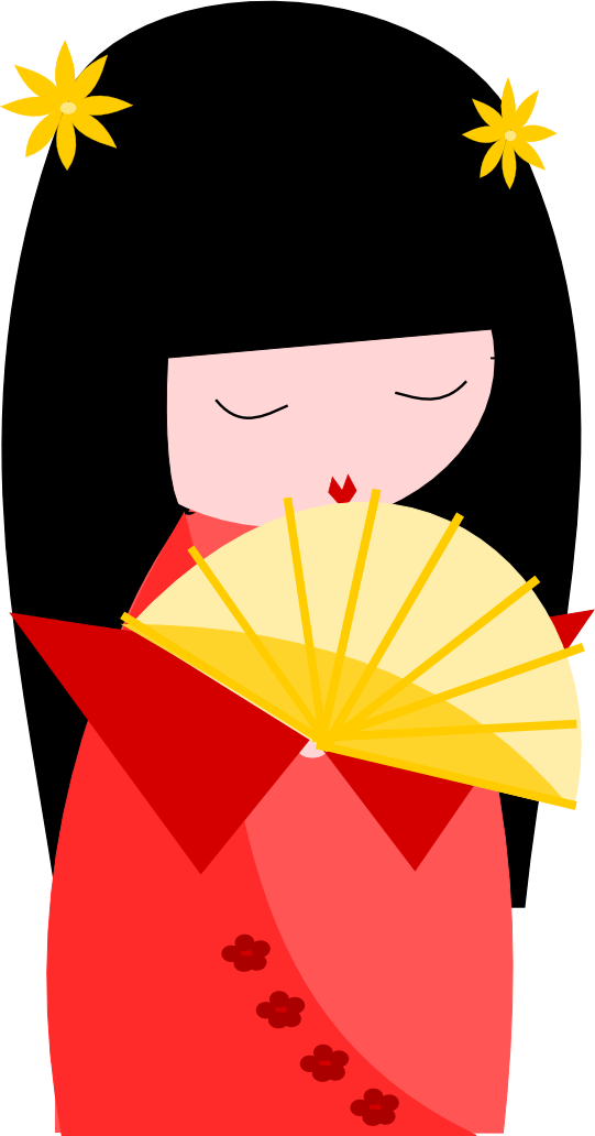 Meinlilapark Back To School Free Printables - Japanese Girl With Fan Clipart (541x1032)