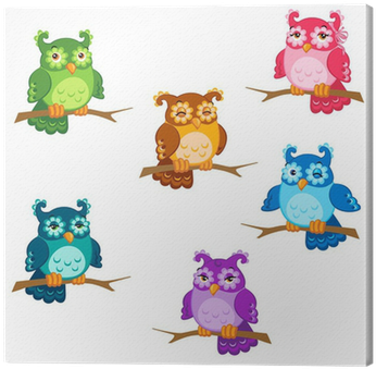 Set Of Cute Six Cartoon Owls With Various Emotions - Clip Art (400x400)
