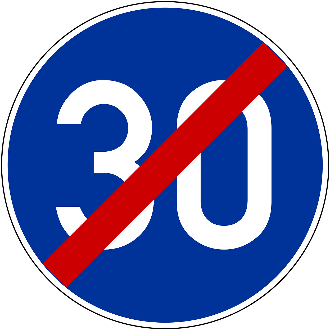 Traffic Sign Road Sign Shield Png Image - Blaues 30 Schild (1280x1280)
