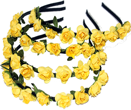 Paper Flower Alice Band Golden Yellow - Yellow (450x450)