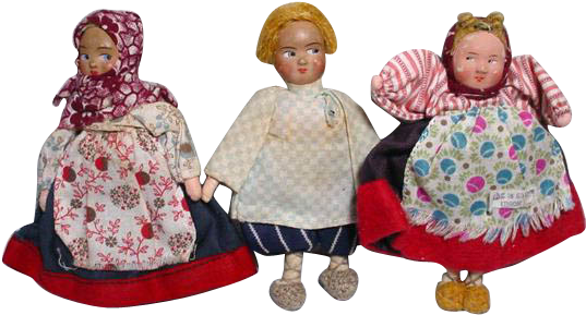 3 Cloth 4 Inch Dolls From The 1930's Made In The Soviet - Doll (536x536)