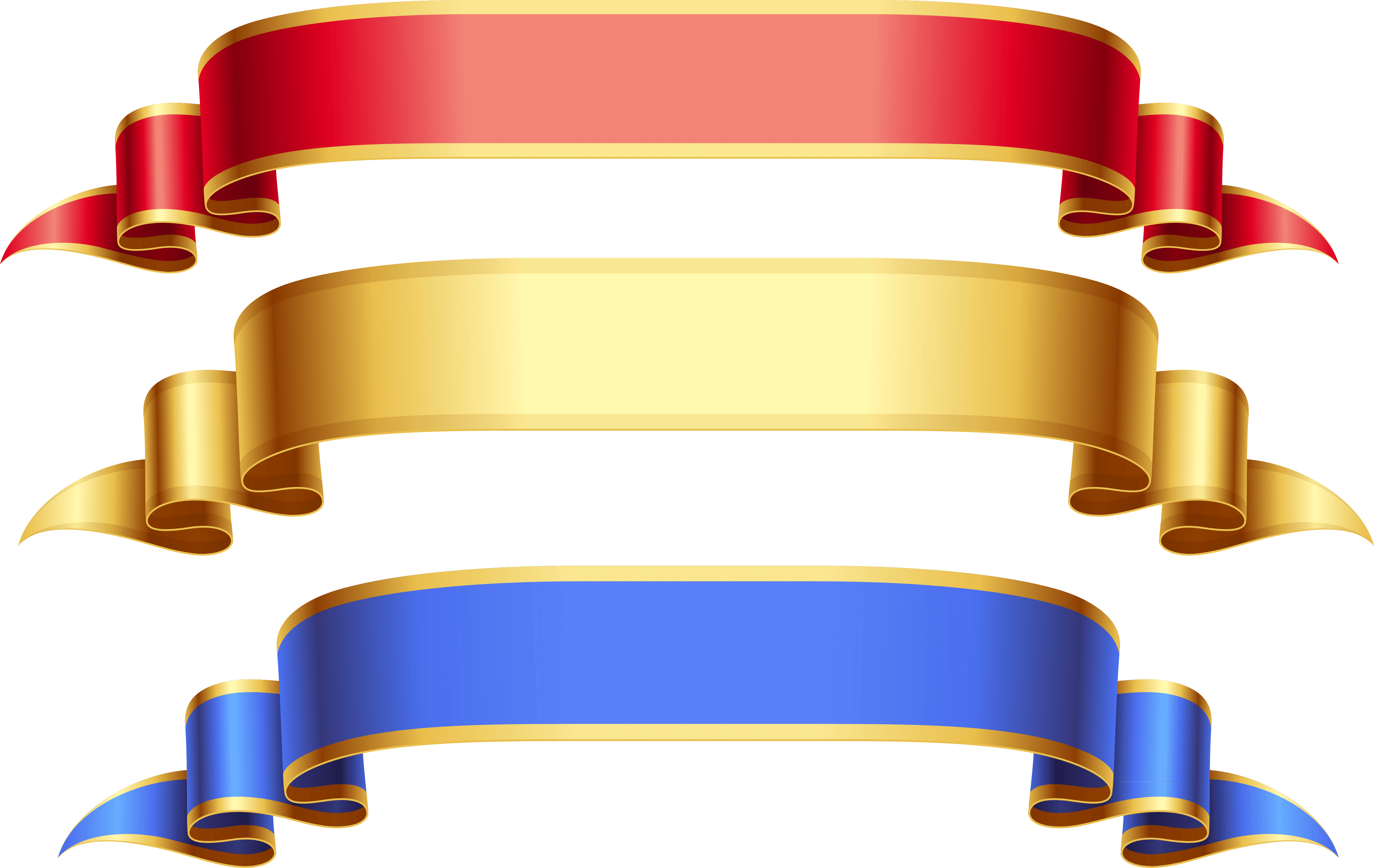 Gold Trim Decoration Clipart No Background - Blue And Gold Ribbon (4291x2711)
