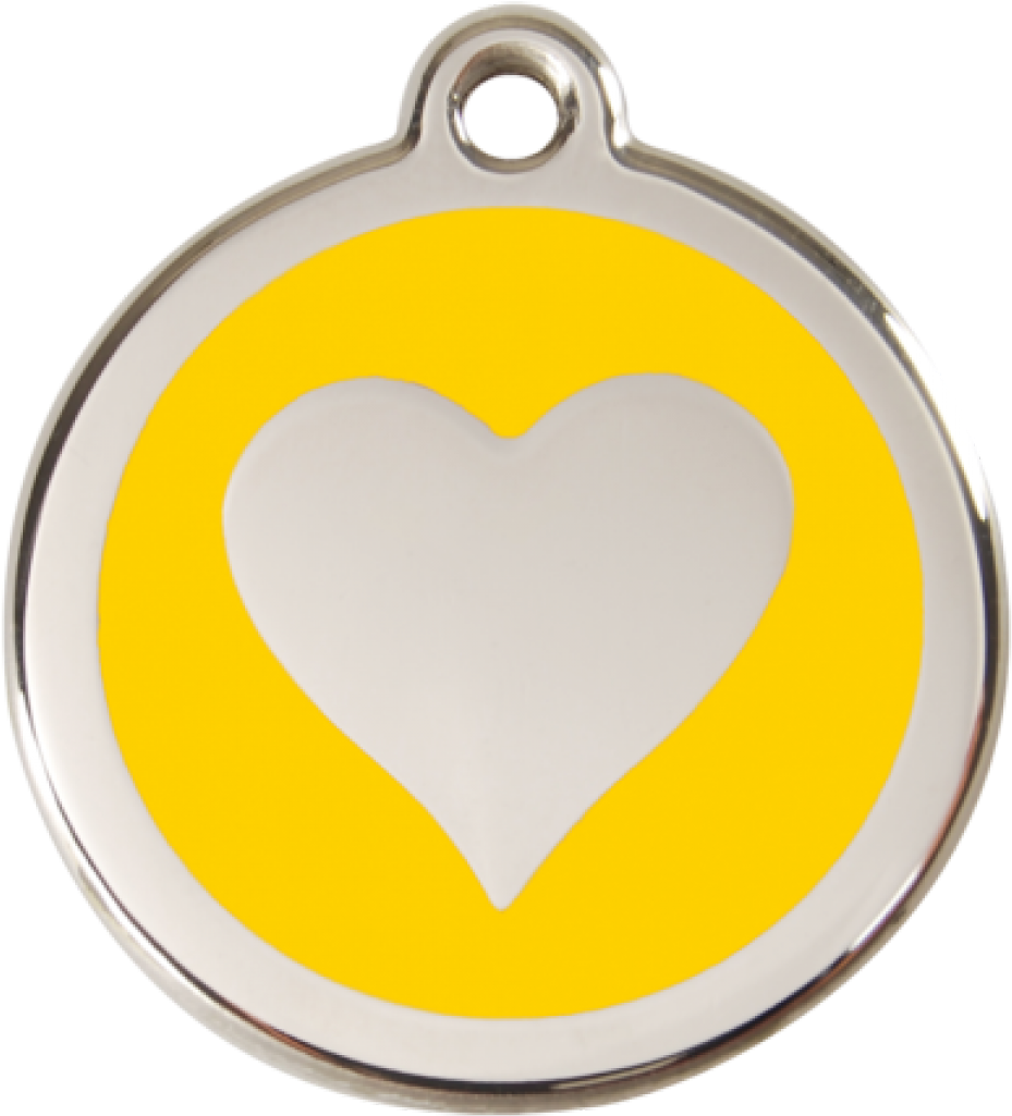 More Views - Red Dingo Heart Cat Id Tag - Yellow (1200x1200)