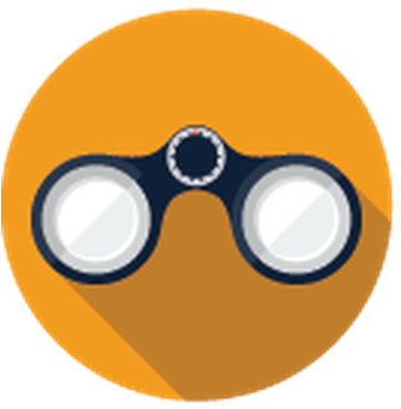 Icons With Long Shadow, Set 5 -5 - Binoculars Illustration (377x399)