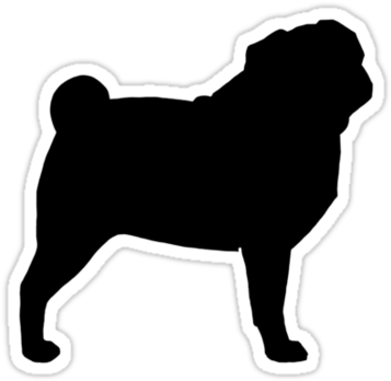 Pug Silhouette And Silhouettes Pattern • Also Buy This - Pug Silouette (375x360)