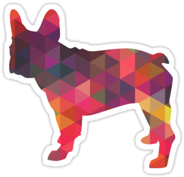 French Bulldog Colorful Geometric Pattern Silhouette - French Bulldog Green Silhouette (375x360)