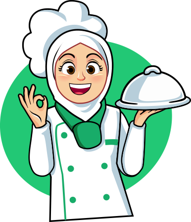 Whatshalal Merchants - Muslim Chef Cartoon (386x448)