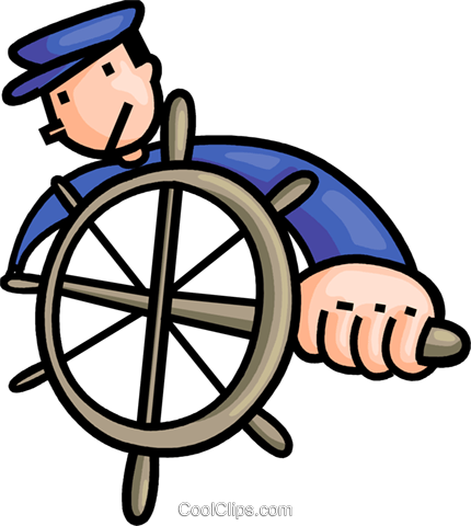 Captain At The Helm Royalty Free Vector Clip Art Illustration - Captain Clip Art (430x480)
