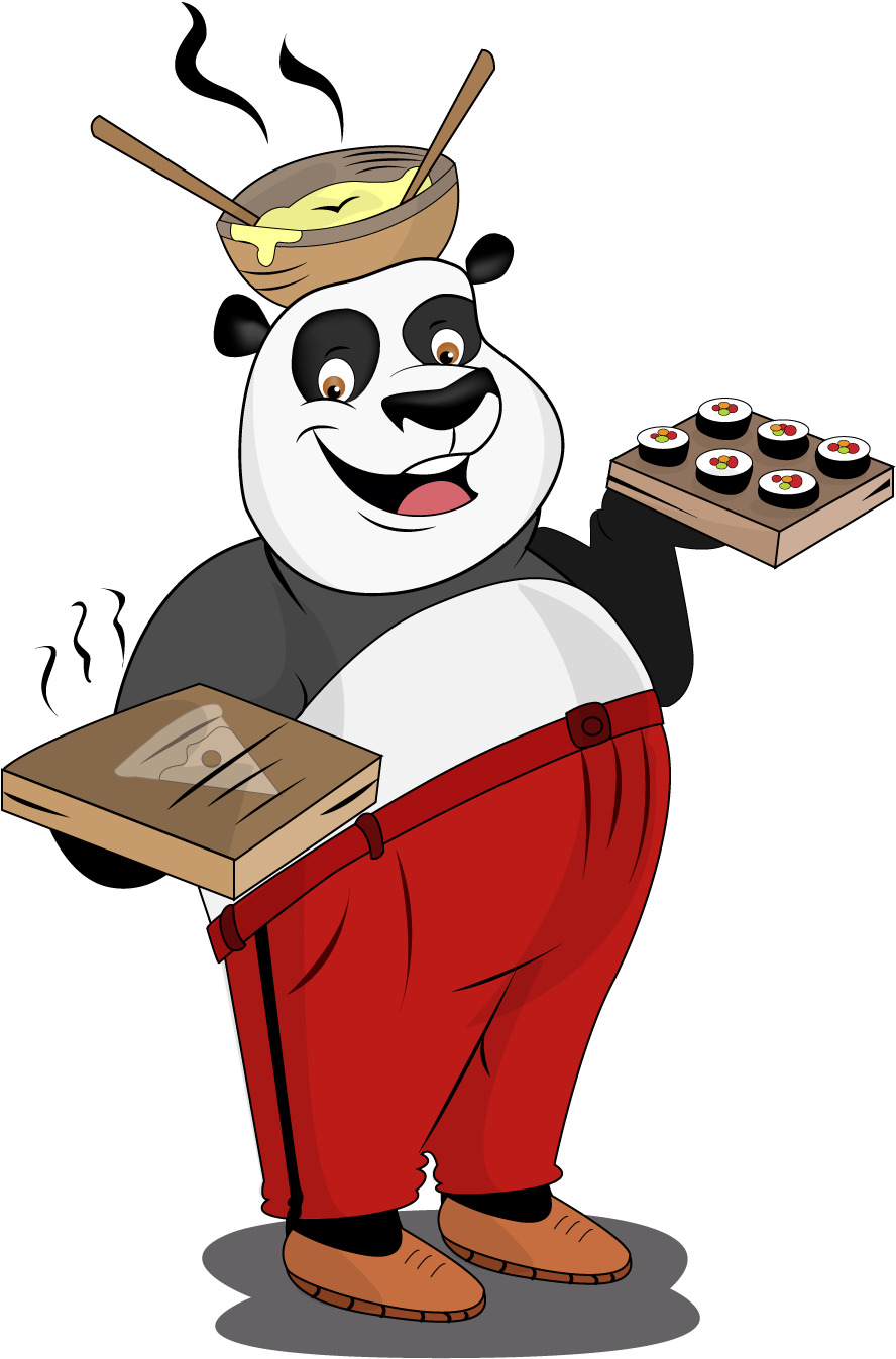 Panda With Food - Food Panda (1249x1486)