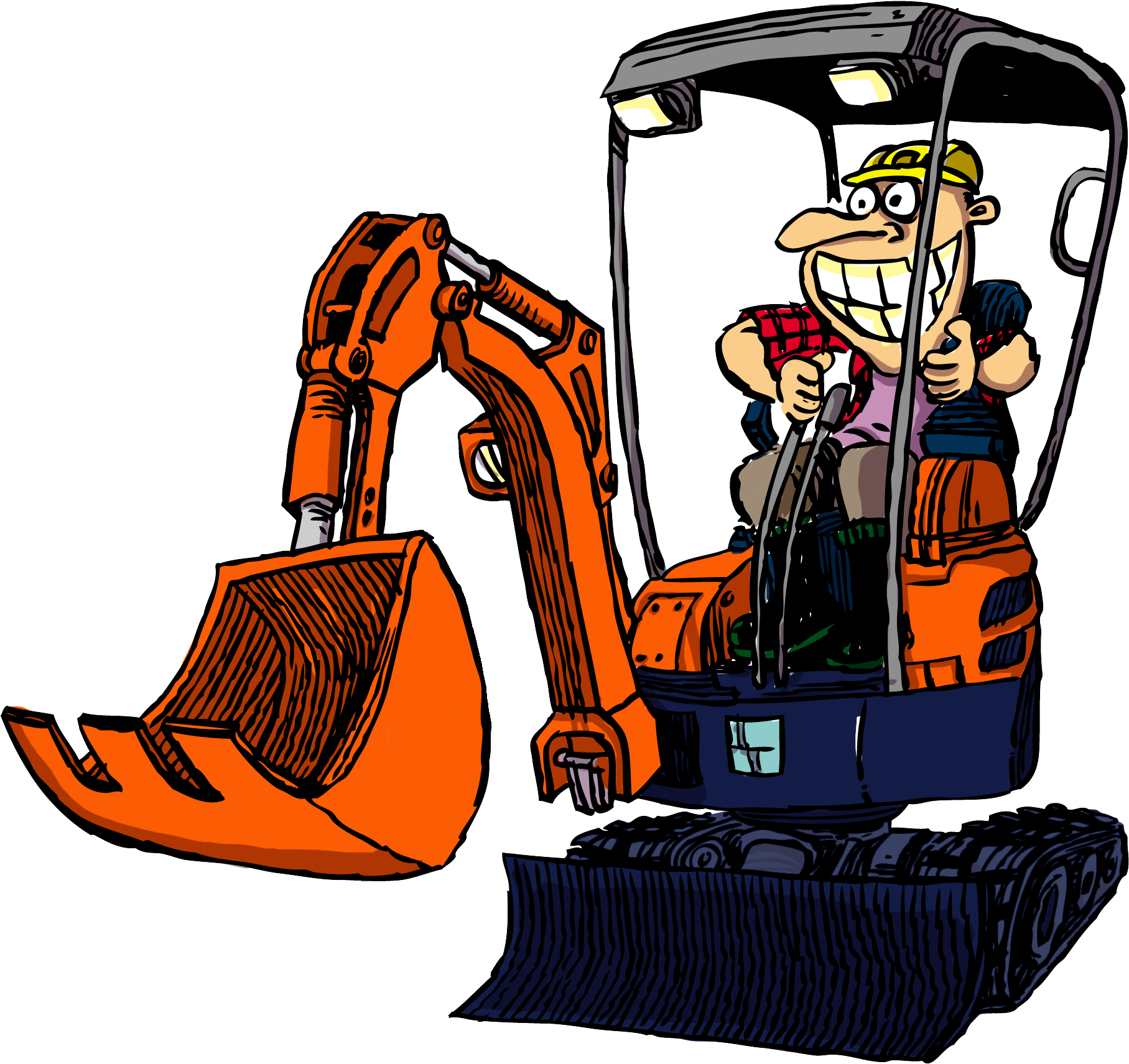 Mini Digger Cartoon (2000x2000)