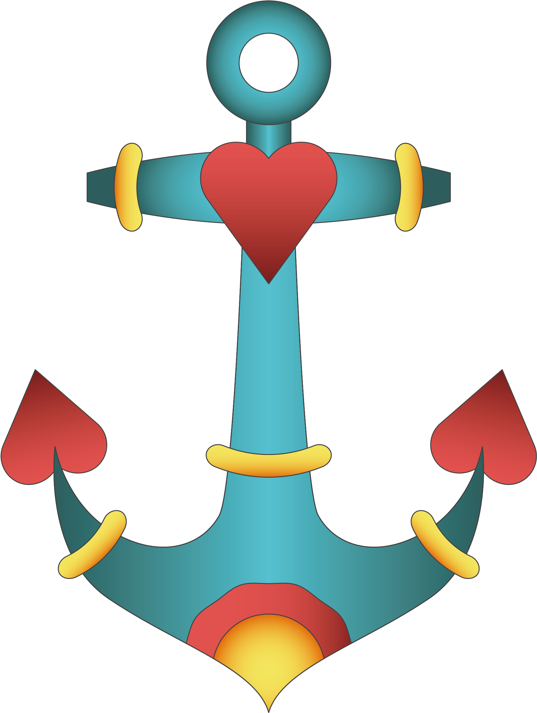 Anchor Drawing Ship Boat - Clip Art (1756x2483)