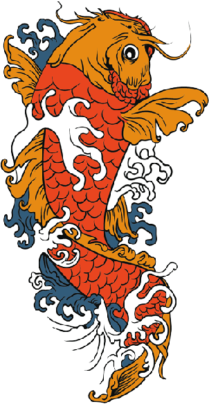 Fish Tattoos Png Transparent Images - Fancy Koi Shower Curtain (334x600)