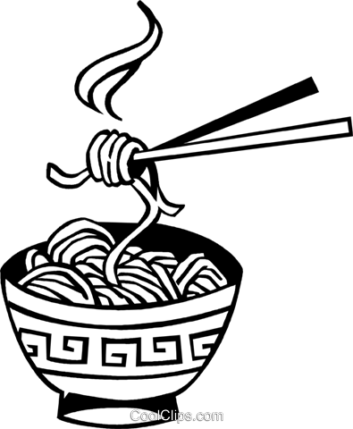 Chinese Noodles Clipart 3 By Vincent - Noodles Black And White Clipart (395x480)