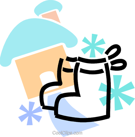 Winter Boots With A Snow Covered House Royalty Free - Icon (472x480)