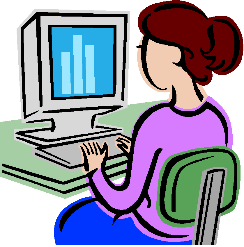 Computer Lab Clipart Free - Using A Computer Clipart (835x844)