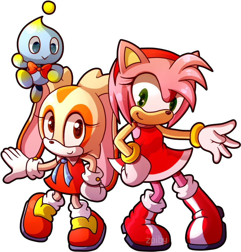 Amy, Cream And Cheese By Zoiby - Sonic Advance 3 Amy And Cream (869x919)