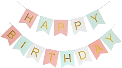 Happy Birthday Bunting - Powerm Pastels Pink White Blue Happy Birthday Bunting (463x452)