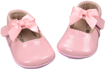 Baby Girls Pre Walker Shoes Shiny Bow - Baby Shoes Transparent (400x400)