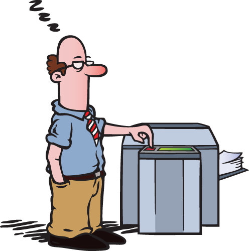 Man Asleep Standing At Copy Machine - Copier Machine Illustration (496x500)
