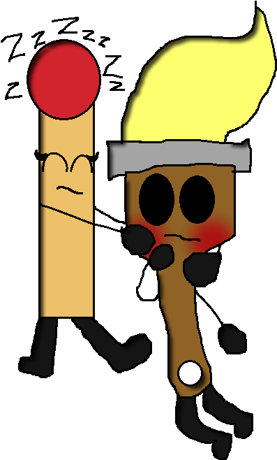 Match Sleeping Beside Paintbrush By Rachelcop - Cartoon (498x684)