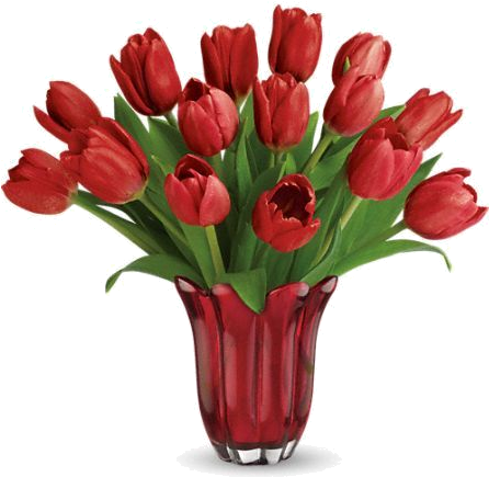 Red Tulipsred - Bouquet Flowers (445x550)